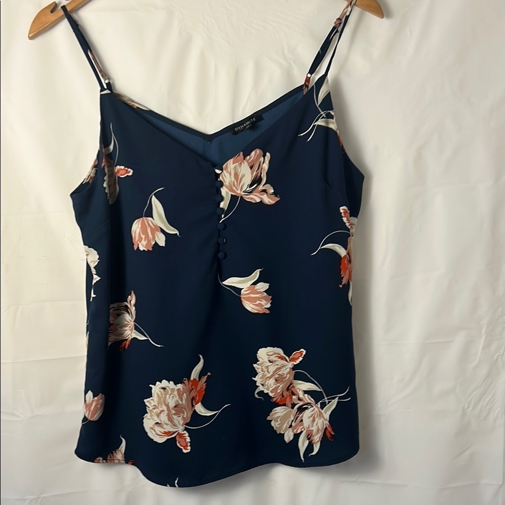 Eclipse Camisole Top women size small business casual pretty floral blue pink